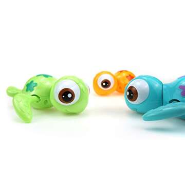 DUCKBOXX XX Wind-up Swimming Sea Turtles Bath Toy, No Battery Mold-Free Anti-Rust Interactive Montessori Toy for Kids 18M+ (3pcs)