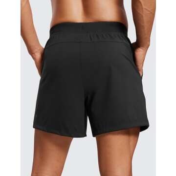 CRZ YOGA Men's Four-Way Stretch Workout Shorts - 5'' Soft Durable for Casual Athletic with Pockets B...