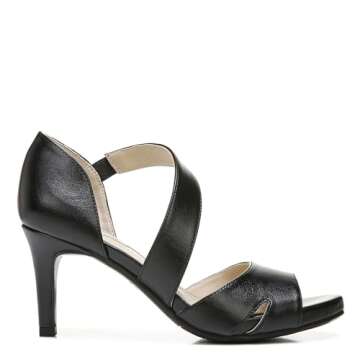 LifeStride Womens Mega Dress Heeled Sandal, Black Patent, 8.5 Wide US