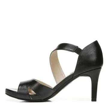 LifeStride Womens Mega Dress Heeled Sandal, Black Patent, 8.5 Wide US