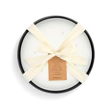 DEMDACO Round Cashmere Scent Black 10 Inch Soy and Ceramic 8 Wick Candle and Holder