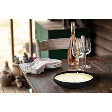 DEMDACO Round Cashmere Scent Black 10 Inch Soy and Ceramic 8 Wick Candle and Holder