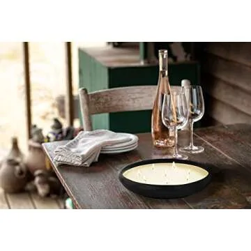 DEMDACO Round Cashmere Scent Black 10 Inch Soy and Ceramic 8 Wick Candle and Holder