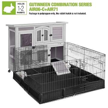 GUTINNEEN Rabbit Hutch Indoor Outdoor Bunny House Guinea Pig Cage on Wheel with Plastic Tray 47inch