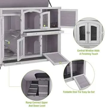 GUTINNEEN Indoor Outdoor Rabbit Hutch on Wheels 47inch