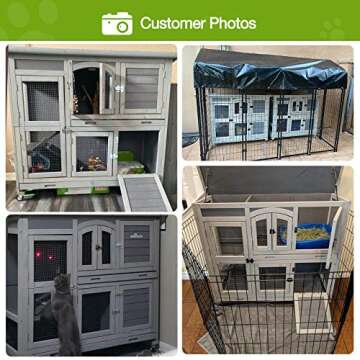 GUTINNEEN Rabbit Hutch Indoor Outdoor Bunny House Guinea Pig Cage on Wheel with Plastic Tray 47inch