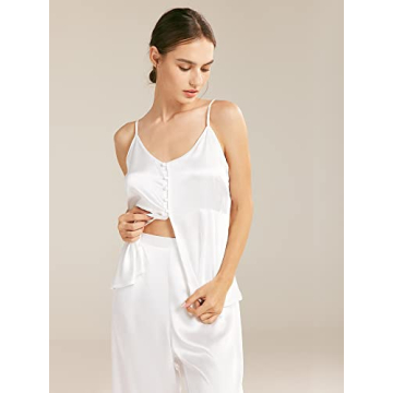 AW BRIDAL Women's Luxurious White Satin Pajamas Set