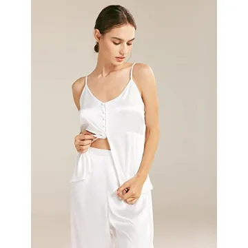 AW BRIDAL Women's Luxurious White Satin Pajamas Set