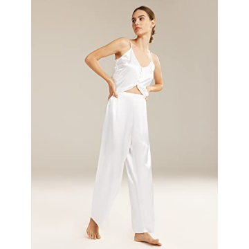AW BRIDAL Women's Luxurious White Satin Pajamas Set