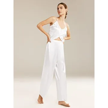 AW BRIDAL Women's Luxurious White Satin Pajamas Set