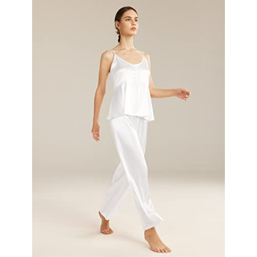 AW BRIDAL Women's Luxurious White Satin Pajamas Set