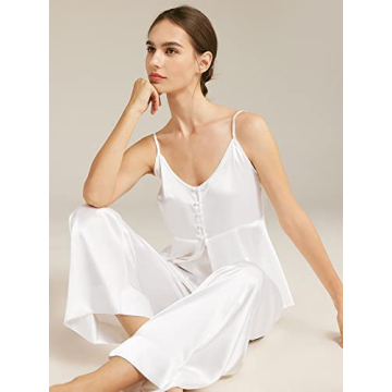 AW BRIDAL Women's Luxurious White Satin Pajamas Set