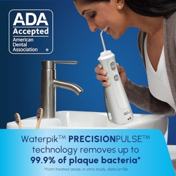 Waterpik Cordless Pearl Rechargeable Portable Water Flosser for Teeth, Gums, Braces Care and Travel with 4 Flossing Tips - ADA Accepted, WF-13 White, Packaging May Vary