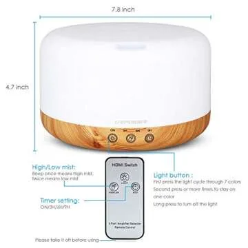 URPOWER 1000ml Essential Oil Diffuser for Home Aromatherapy