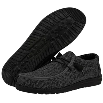 Hey Dude Men's Wally Sox Micro Total Black Loafers