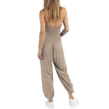 Cicy Bell Womens Sexy Halter Jumpsuits Casual Deep V Neck Beach Jogger Long Pants Rompers
