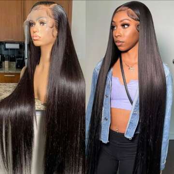 UKOWN 28 Inch Lace Front Wigs for Women - 180 Density Human Hair