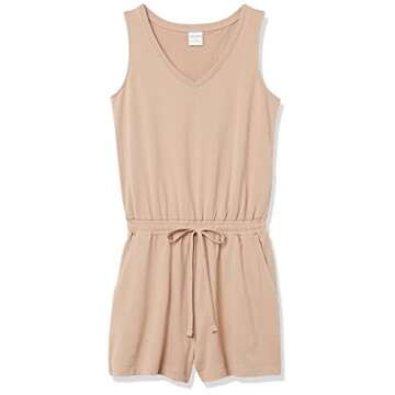 Amazon Essentials Women's Studio Terry Fleece Romper, Mushroom Brown, XX-Large