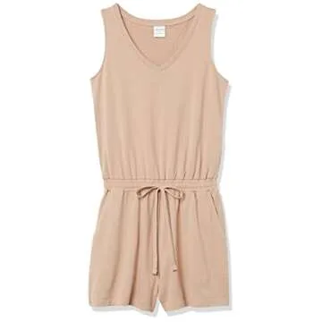 Amazon Essentials Women's Studio Terry Fleece Romper, Mushroom Brown, XX-Large