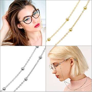 Frienda 6 Pieces Eyeglass Chains Elegant Eyewear Retainer Beaded Eyeglass Strap Holder around Neck F...