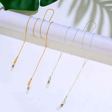 Frienda 6 Pieces Eyeglass Chains Elegant Eyewear Retainer Beaded Eyeglass Strap Holder around Neck For Women(Golden, Silvery)