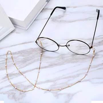 Frienda 6 Pieces Eyeglass Chains Elegant Eyewear Retainer Beaded Eyeglass Strap Holder around Neck For Women(Golden, Silvery)