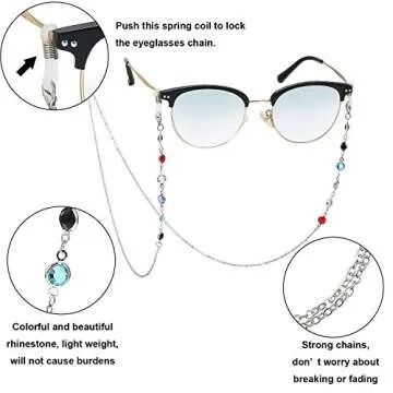 Frienda 6 Pieces Eyeglass Chains Elegant Eyewear Retainer Beaded Eyeglass Strap Holder around Neck For Women(Golden, Silvery)