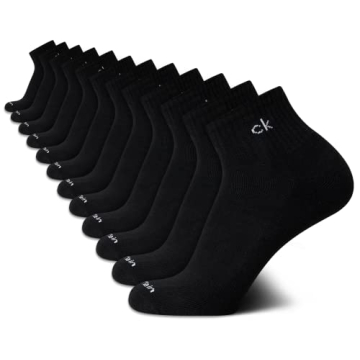 Calvin Klein Men's Quarter Socks - 12 Pack Performance Cushioned Comfort Ankle Socks - Athletic Sock...