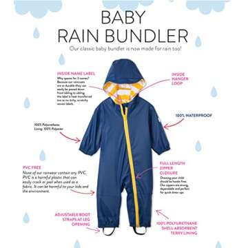 Hatley baby-boys Terry Lined Rain Suit