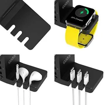 Headphone Stand with USB Hub COZOO Under Desk Headset Hanger Mount Dual Hook Holder with 3 USB Ports(usb3.0+usb2.0) and 3.5mm Jack AUX Port(Audio/Mic) External Sound Card for Gamer, DJ Earphone