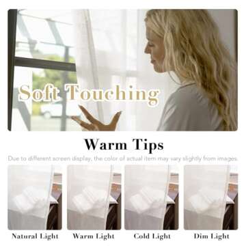 H.VERSAILTEX White Sheer Linen Curtains for Living Room 84 inches Long Bedroom Curtains 2 Panel Sets Grommet Semi Sheer Elegant Soft Light Filter Window Treatments Curtain, White