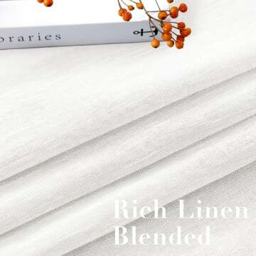 H.VERSAILTEX White Sheer Linen Curtains for Living Room 84 inches Long Bedroom Curtains 2 Panel Sets Grommet Semi Sheer Elegant Soft Light Filter Window Treatments Curtain, White