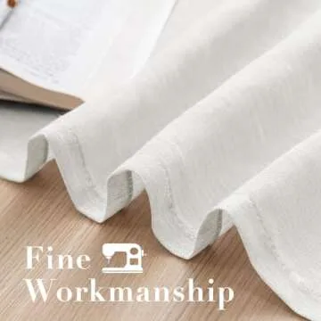 H.VERSAILTEX White Sheer Linen Curtains for Living Room 84 inches Long Bedroom Curtains 2 Panel Sets Grommet Semi Sheer Elegant Soft Light Filter Window Treatments Curtain, White