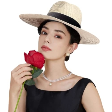 Women’s Wide Brim Straw Hat with Sun Protection