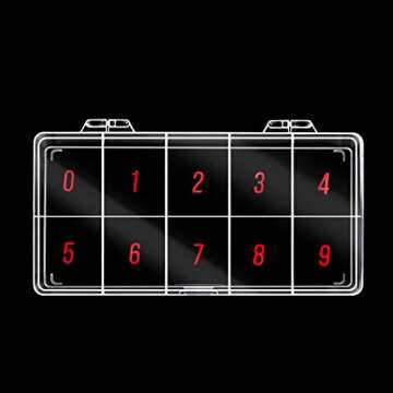 Beauticom USA Small Empty 10 Space Nail Art Tip Storage Organizer Box Case - Clear Color - For False Nail Tips, Vitamins, Accessories, 10 sections