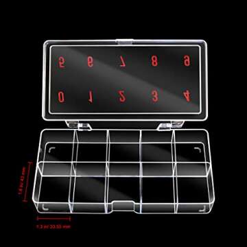 Beauticom USA Small Empty 10 Space Nail Art Tip Storage Organizer Box Case - Clear Color - For False Nail Tips, Vitamins, Accessories, 10 sections