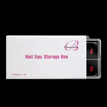 Beauticom USA Small Empty 10 Space Nail Art Tip Storage Organizer Box Case - Clear Color - For False Nail Tips, Vitamins, Accessories, 10 sections