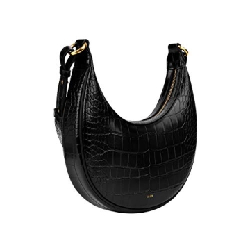 JW PEI Carly Vegan Leather Saddle Bag Bright Black Medium