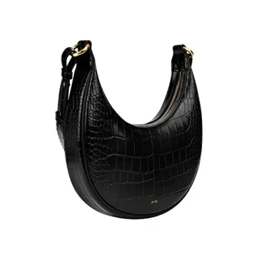 JW PEI Carly Vegan Leather Saddle Bag Bright Black Medium