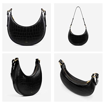 JW PEI Carly Vegan Leather Saddle Bag Bright Black Medium