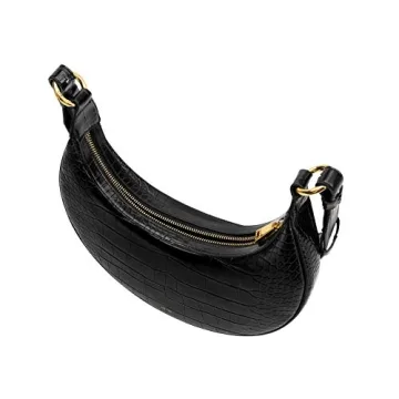 JW PEI Carly Vegan Leather Saddle Bag Bright Black Medium
