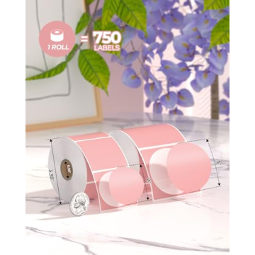 MUNBYN Pink Circle Thermal Sticker Labels 750 Sheets