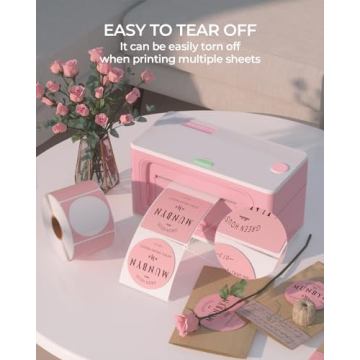 MUNBYN Pink Circle Thermal Sticker Labels 750 Sheets