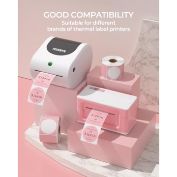 MUNBYN Pink Circle Thermal Sticker Labels 750 Sheets