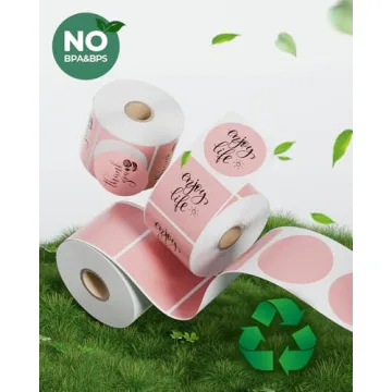 MUNBYN Pink Circle Thermal Sticker Labels 750 Sheets