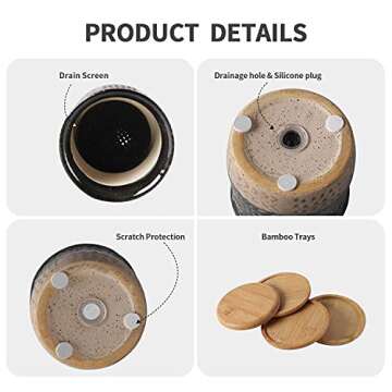 TAMAYKIM 4 Inch Boho Ceramic Plant Pots with Saucers