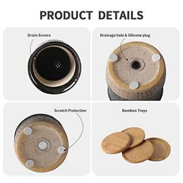 TAMAYKIM 4 Inch Boho Ceramic Plant Pots with Saucers