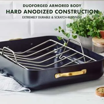 GreenPan Reserve Healthy Ceramic Nonstick Roasting Pan, 13" x 16", Black