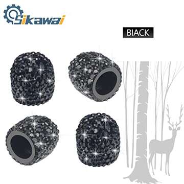 Sikawai Bling Valve Stem Caps - Handmade Rhinestone Luxurious Car Accessories