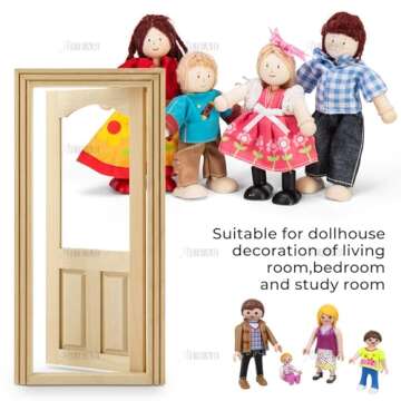 AUEAR, 1:12 Dollhouse Miniature Furniture Unpaint Wooden Doors for DIY Scene Doll Home Craft (2 Panel Style A)
